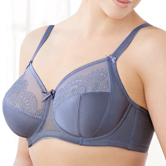 Set of 3! 44C Glamorise ELEGANCE Bra (UNDERWIRE) Lace Side-Bones Blue-Ice NEW - Picture 11 of 16
